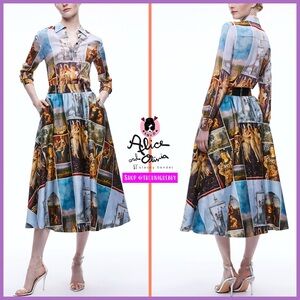 Alice + Olivia Earla Pleated High Waisted Sunday Dreaming Midi Skirt